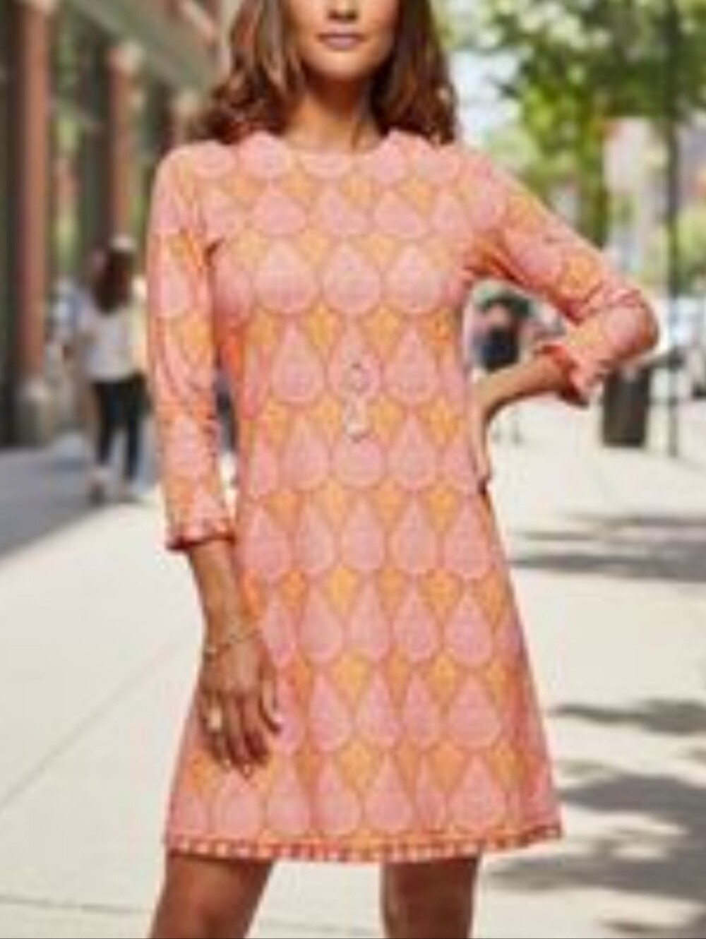 Spartina 449 Island Fringe Shift Dress Womens XS Damask Cotton